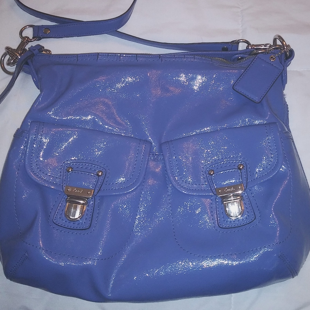 Coach Patent Leather Crossbody Bag in Bright Blue